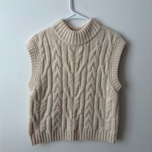a new day Beige Cable Knit Turtleneck Sweater Vest